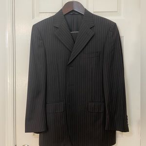 Black Striped Canali Mens Suit 38 short. Italy.
